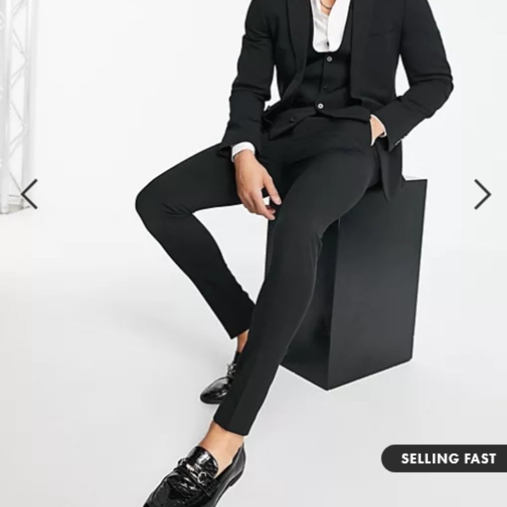 NWT ASOS DESIGN super skinny suit trousers in black 38x34